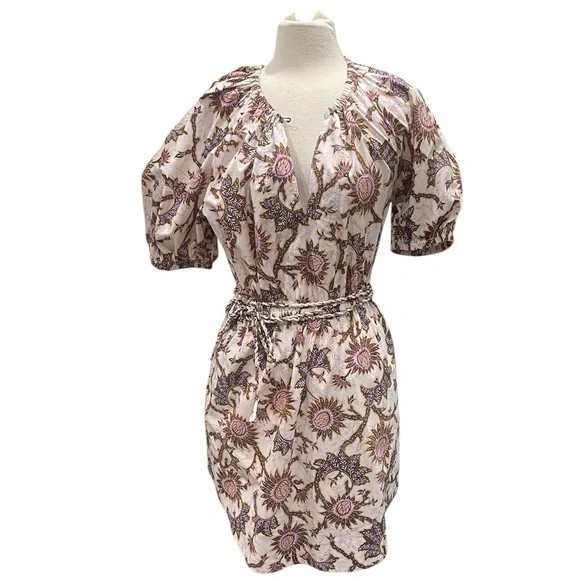 A.L.C. Adelaide Floral Tie Waist Puff Sleeve Mini Dress SZ 10 - Picture 9 of 15